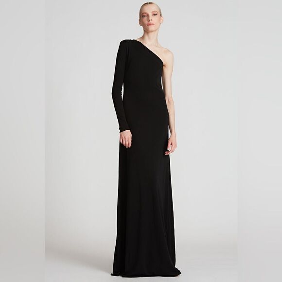 Halston Jade Jersey Gown Black Size 14 - Picture 1 of 11